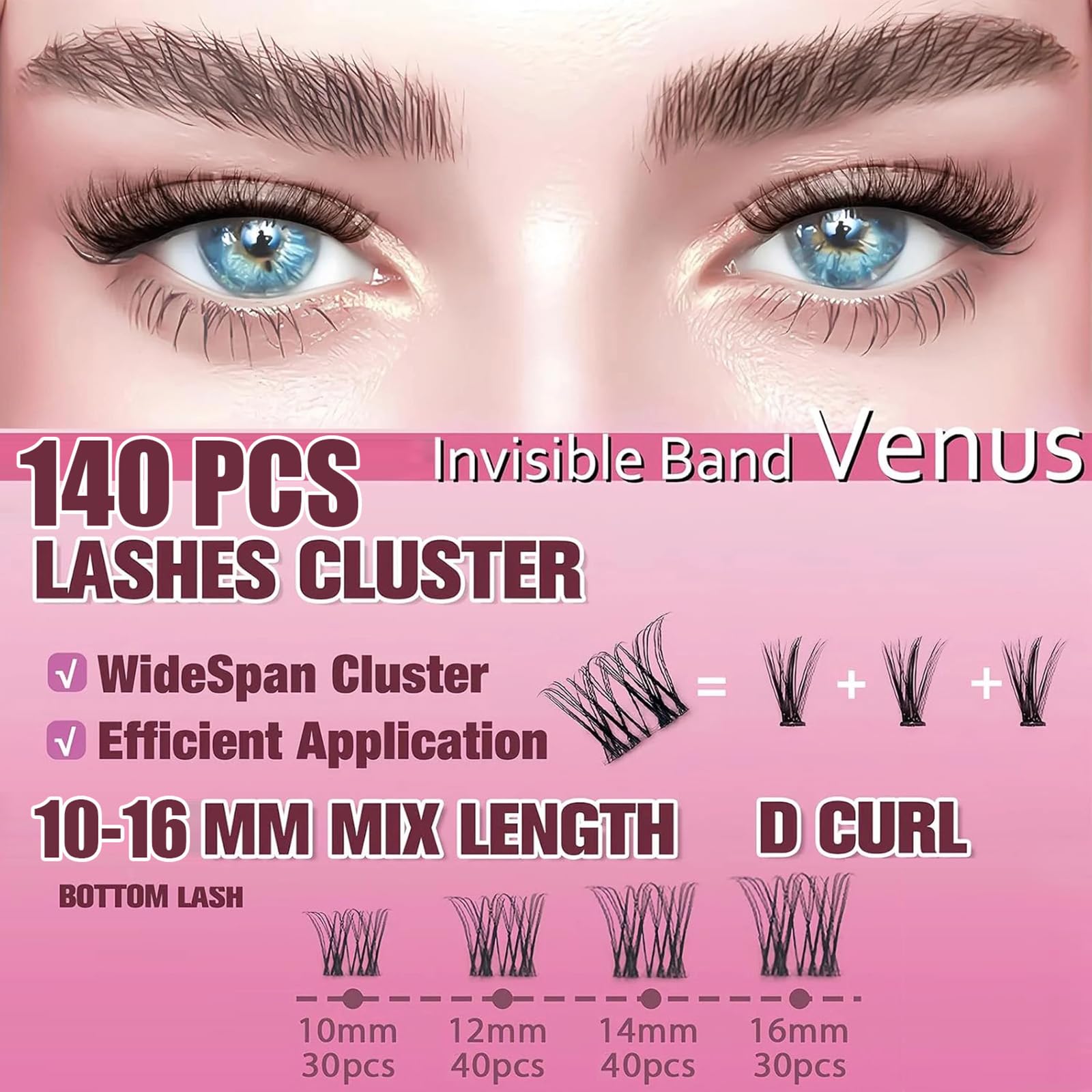 Bayaluxe Venus Lashes Kit, Natural Lashes Clusters Kit 140